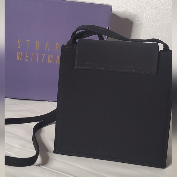 NWT STUART WEITZMAN-Small-black Fabric bag -magnetic snap crossbody evening bag - Picture 2 of 13